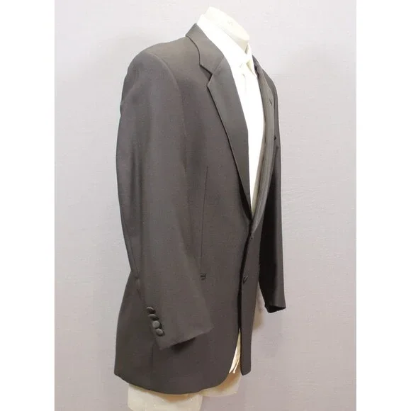 Joseph Abboud Mens Tuxedo 2 Piece Black Wool Nylon Blend 2 Btn 42R Pleated 32" W - Picture 4 of 11